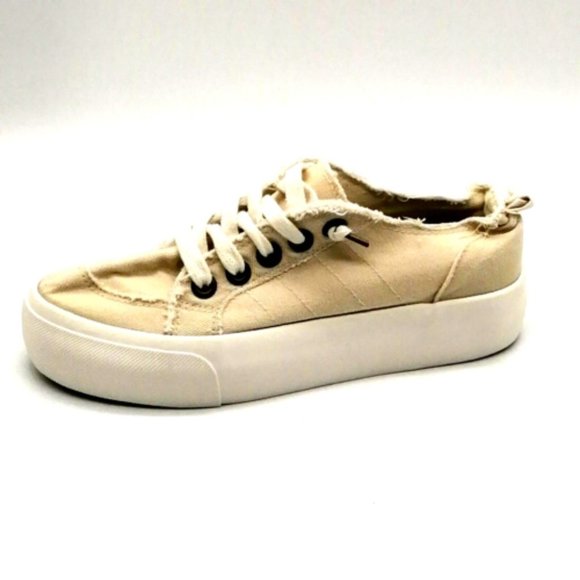 Maurices Womens Platform Flat Heel Lace Up Sneakers Cushioned Tan Sz‎ 6 M - Picture 1 of 9